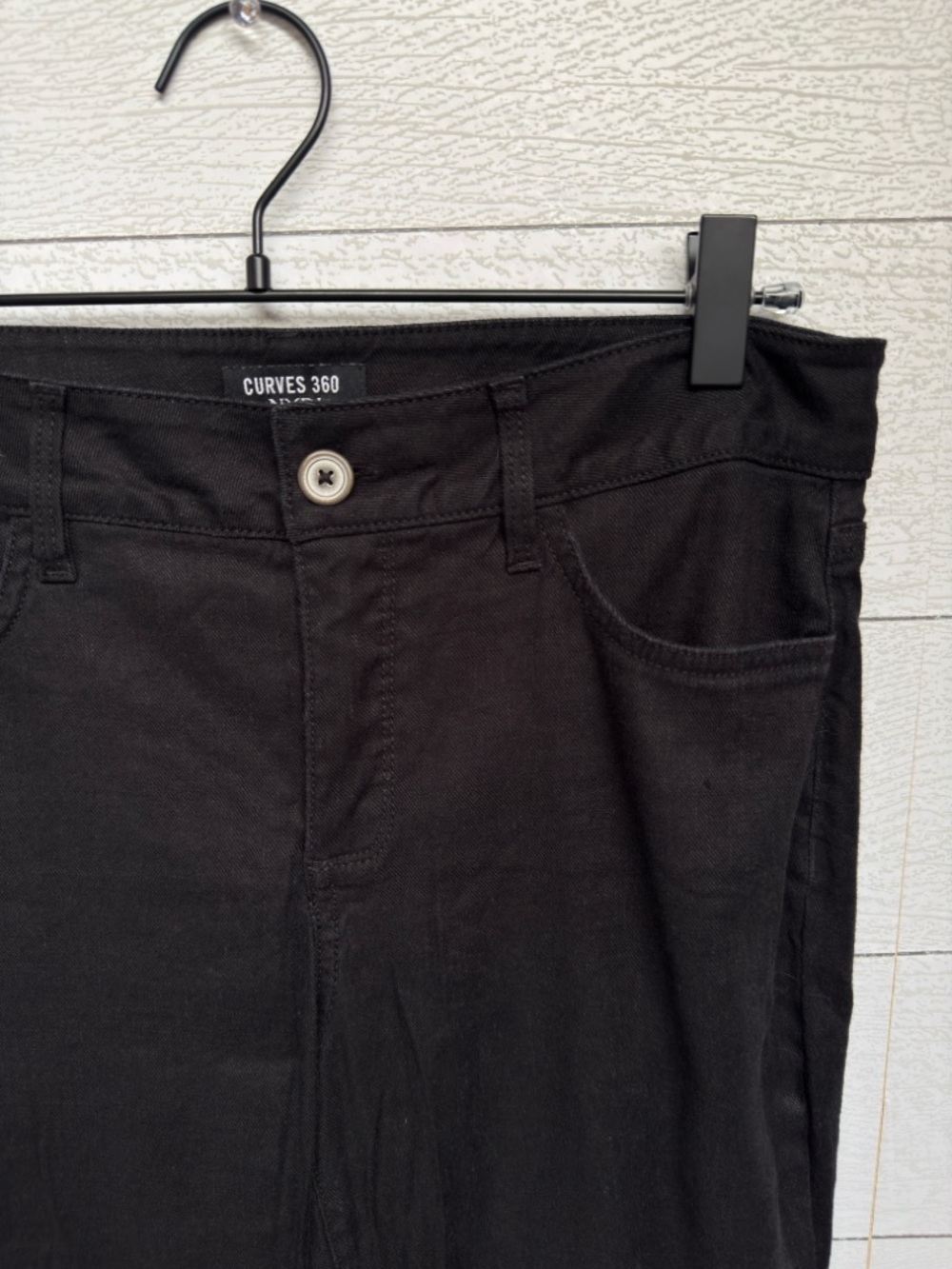 Curves 360 NYDJ Black Linen Blend Straight Leg Pants Stretch Slim Size 4 - Picture 5 of 16